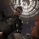 Adam Jensen winds up to punch some dude in the face.